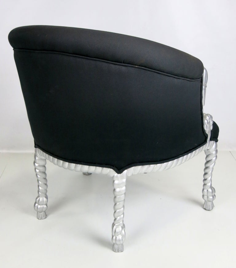 Modern Pair of Silver Rope and Tassel Armchairs