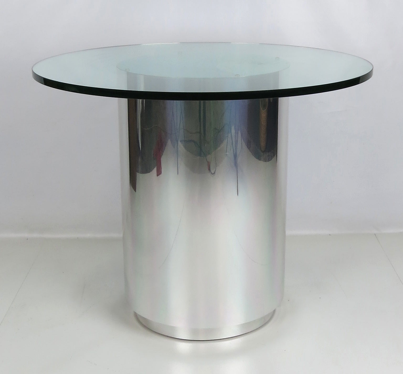 Chrome Drum Pedestal Table For Sale at 1stDibs chrome drum table
