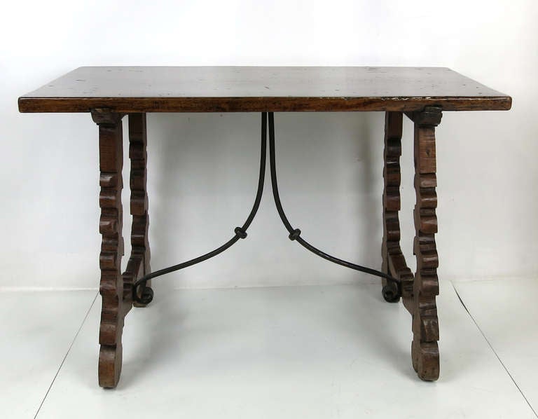 Spanish Colonial Walnut and Iron Spanish Baroque Writing Table