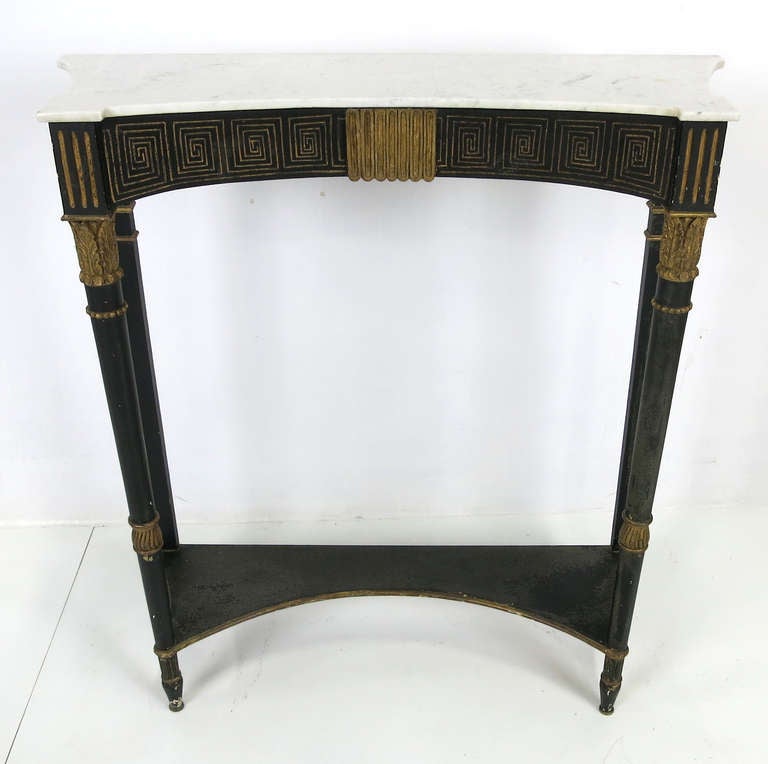 Neoclassical Petite Marble Top Carved Wood Console by Palladio-Italy