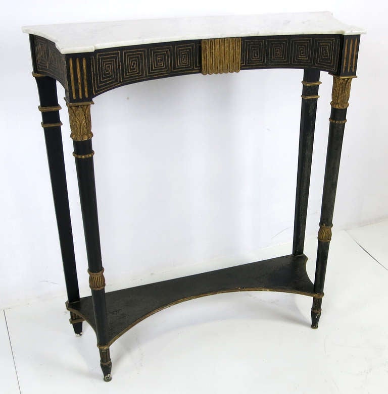 Carved and Parcel Gilt wood Console with Carrara Marble top by Palladio.