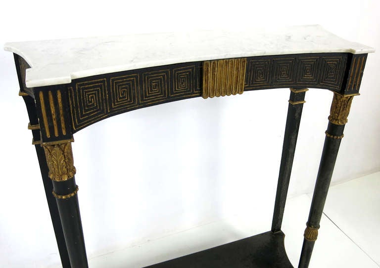 Italian Petite Marble Top Carved Wood Console by Palladio-Italy