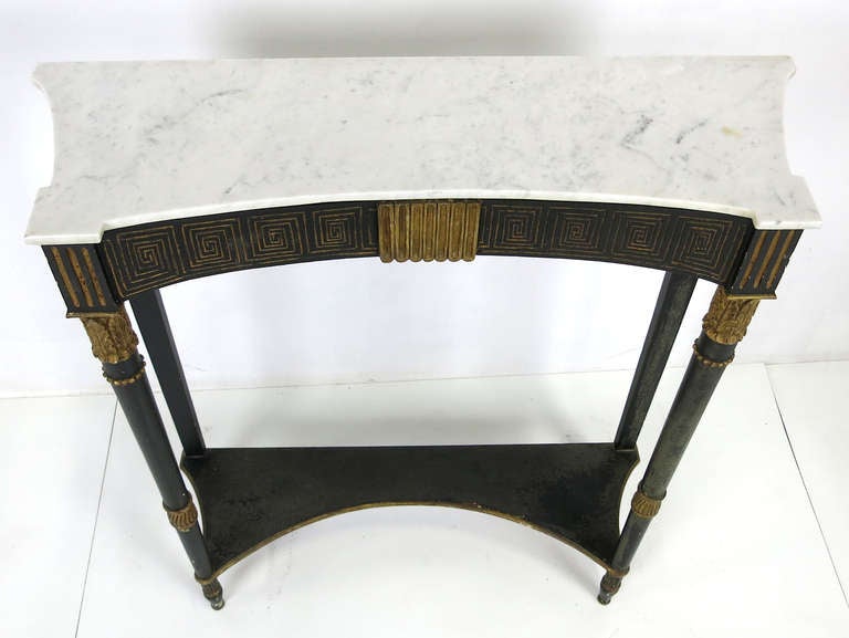 Mid-20th Century Petite Marble Top Carved Wood Console by Palladio-Italy