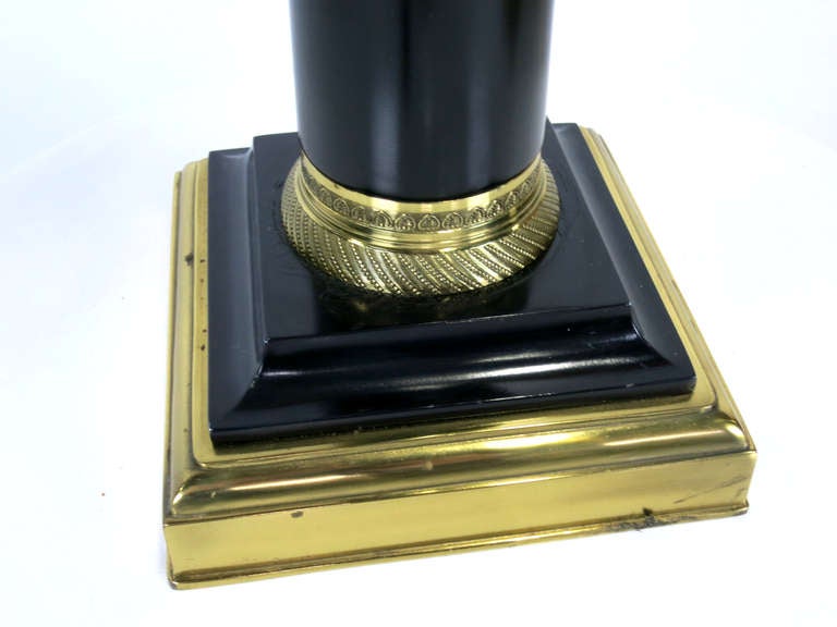 Ebony and Brass Column Lamp by Paul Hanson In Excellent Condition In Danville, CA