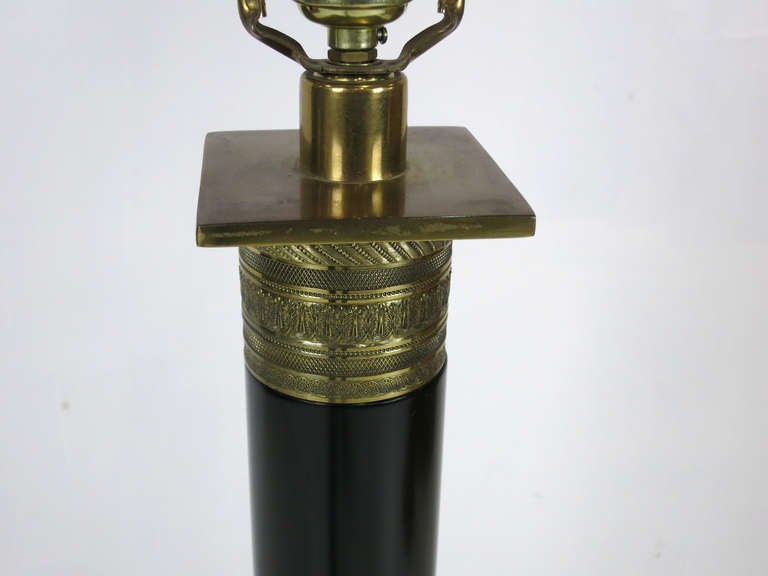 American Ebony and Brass Column Lamp by Paul Hanson