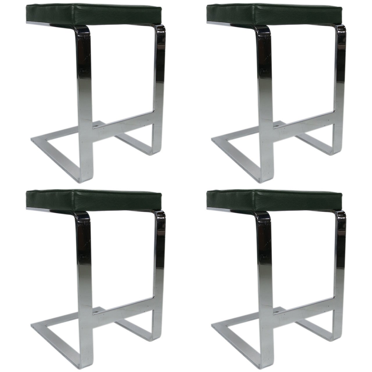 Set of Four Chrome Counter Stools by Pace