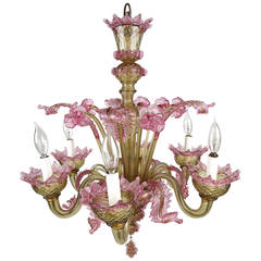 Gorgeous Flowered Murano Chandelier Attributed to Barovier