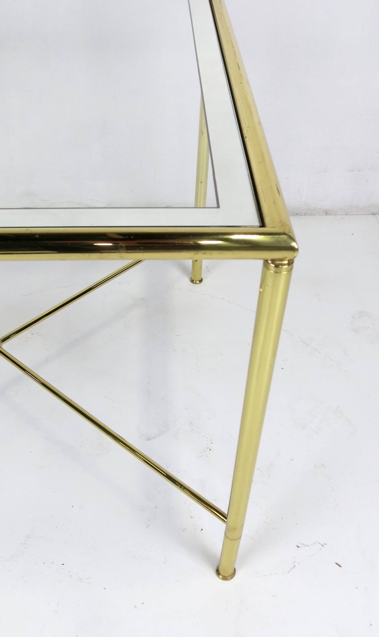 Sleek Italian Brass Modernist Side Table 1