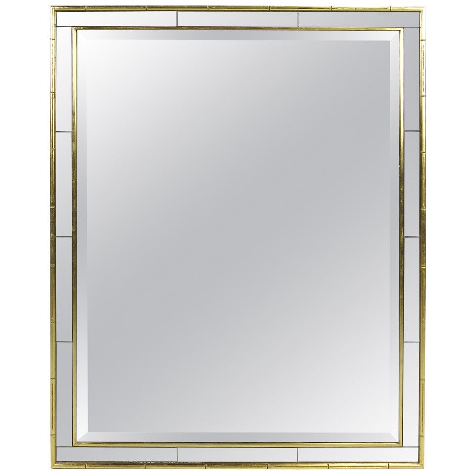 Gilt Wood and Inset Smoked Mirror Framed Wall Mirror by LaBarge