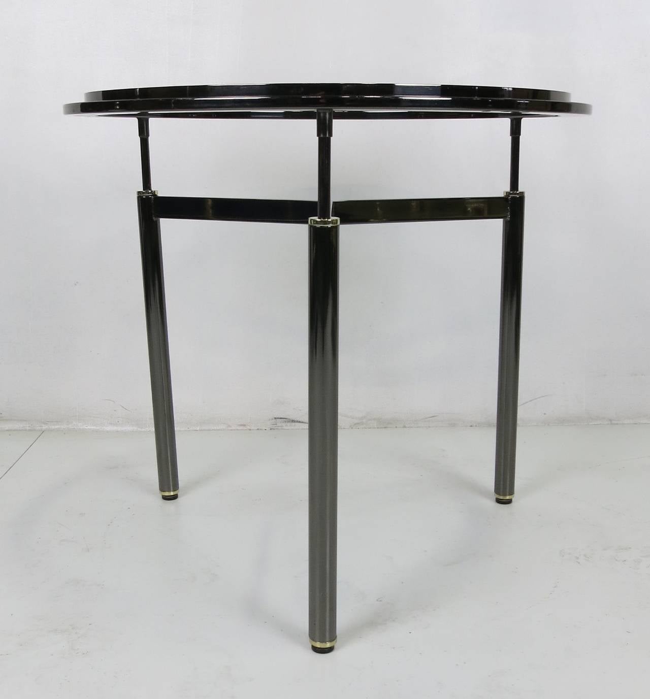 Modern Pair of Gunmetal and Brass Gueridons/Side Tables