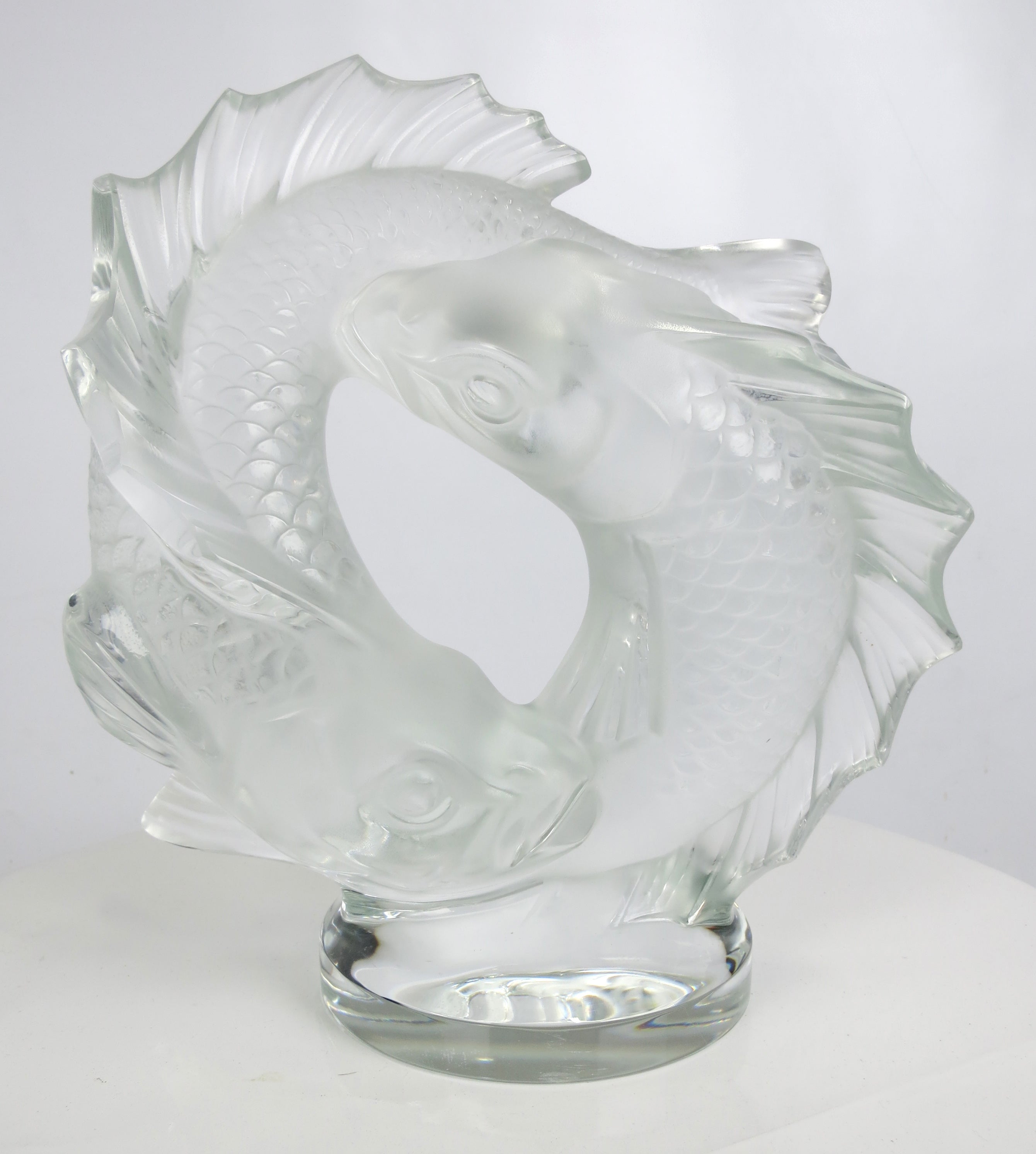 Large Lalique "Deux Poissons" Figural Koi Fish Sculpture