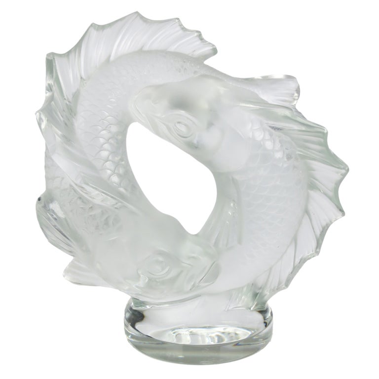 Large Lalique "Deux Poissons" Figural Koi Fish Sculpture at 1stdibs