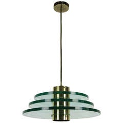 Brass and Glass Saturn Chandelier.