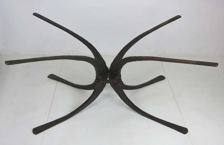 American Sculptural Hand Forged Iron Dining Table Base by Stephen Bondi (1948-2004)