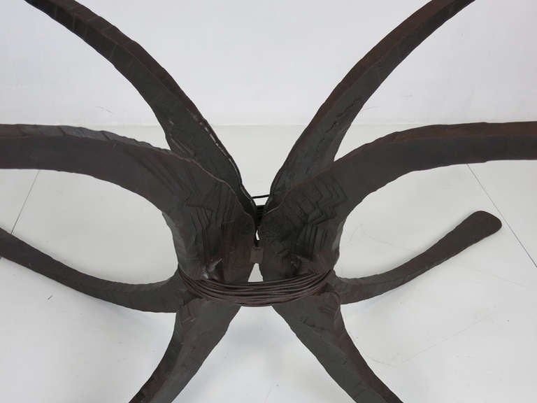 Sculptural Hand Forged Iron Dining Table Base by Stephen Bondi (1948-2004) In Excellent Condition In Danville, CA