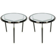 Pair of Gunmetal and Brass Gueridons/Side Tables