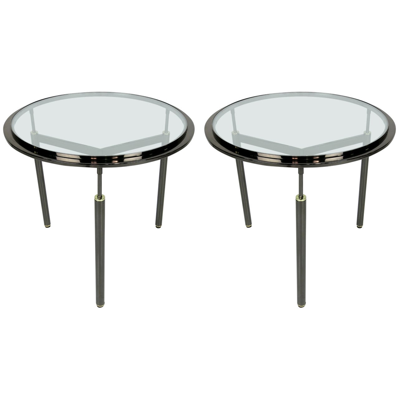 Pair of Gunmetal and Brass Gueridons/Side Tables