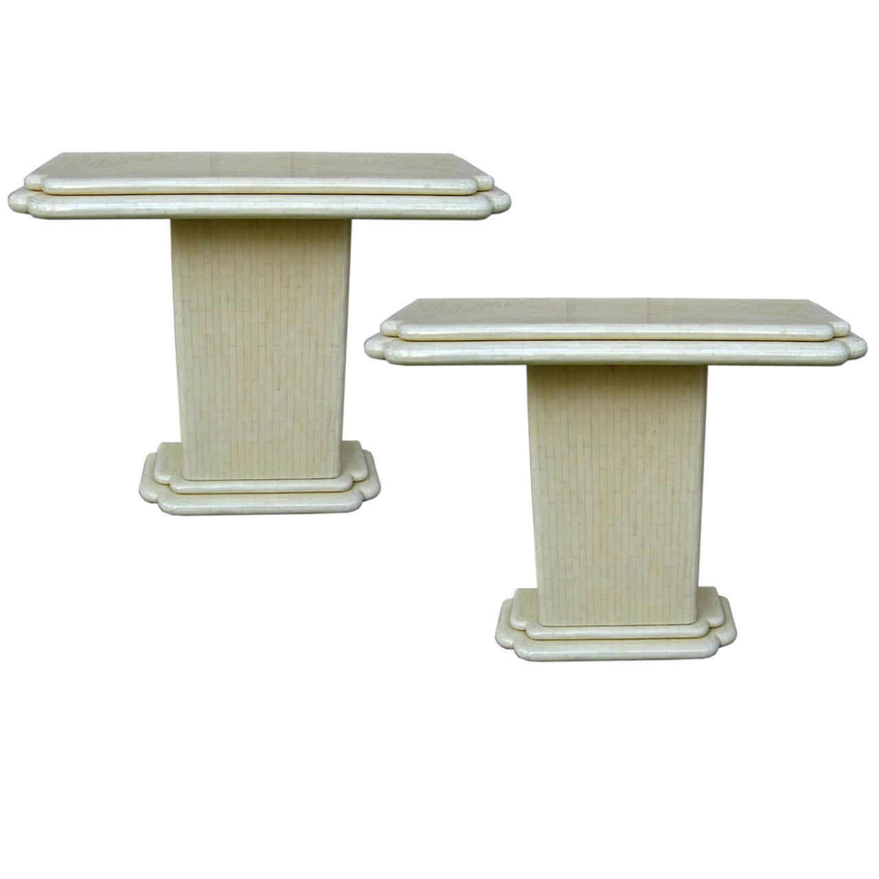 Pair of Tessellated Bone Consoles