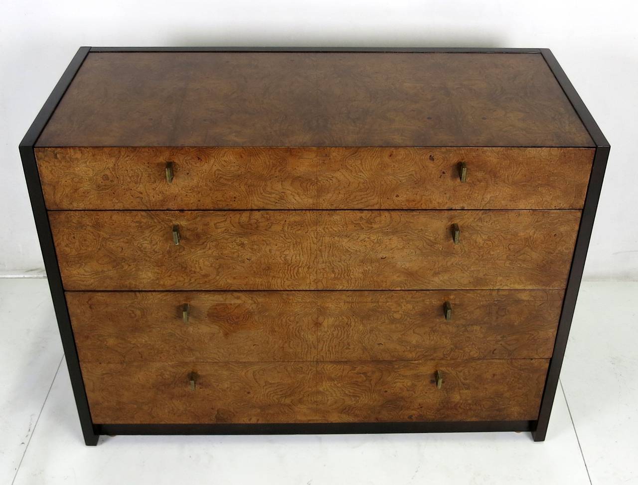 Pair of Mahogany and Olive Burl Bachelors Chests