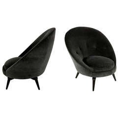 Retro Pair of Royere style Swivel Egg Chairs