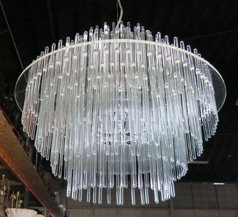 Lucite And Glass Rod Chandelier By Gaetano Sciolari For Lightolier Modern Lucite And Glass Rod Chandelier By Gaetano Sciolari For Lightolier