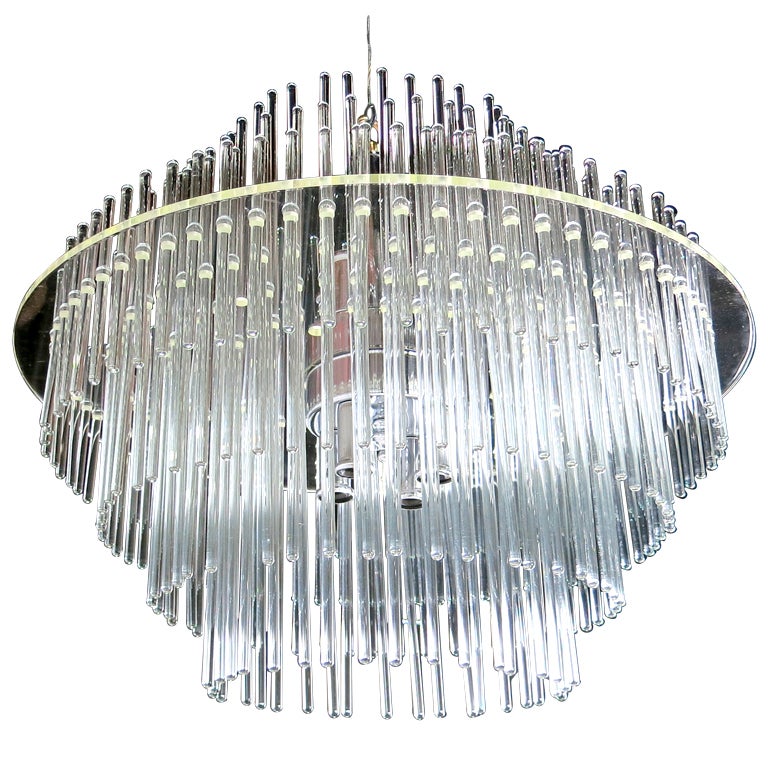 Lucite And Glass Rod Chandelier By Gaetano Sciolari For Lightolier Lucite And Glass Rod Chandelier By Gaetano Sciolari For Lightolier