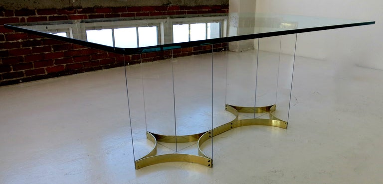 Brass & Lucite Dining Table by Alessandro Albrizzi 1