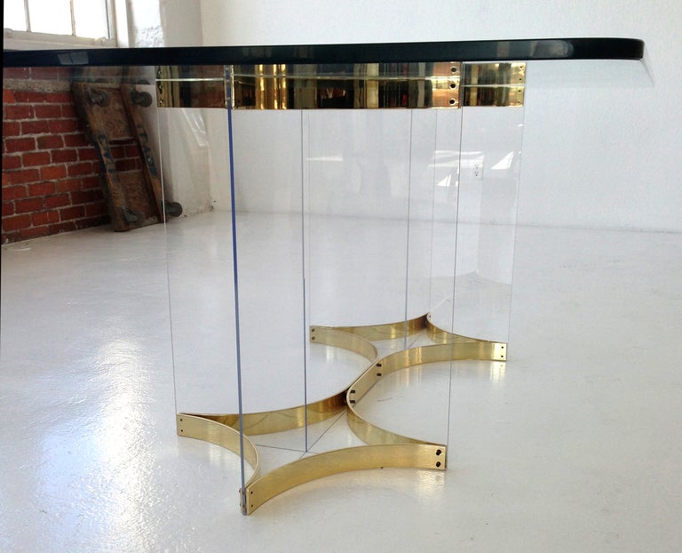 Brass & Lucite Dining Table by Alessandro Albrizzi In Excellent Condition In Danville, CA