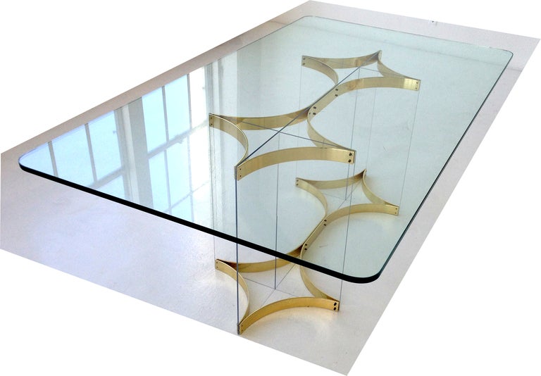 Modern Brass & Lucite Dining Table by Alessandro Albrizzi
