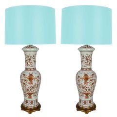 Exquisite Pair of Porcelain Urn Lamps by Marbro 4