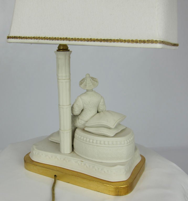 Porcelain Sevres Unglazed Bisque Figural Desk Lamp edited by Marbro