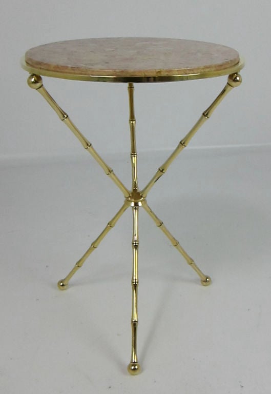 Pair of Italian Brass Tripod Base Gueridons