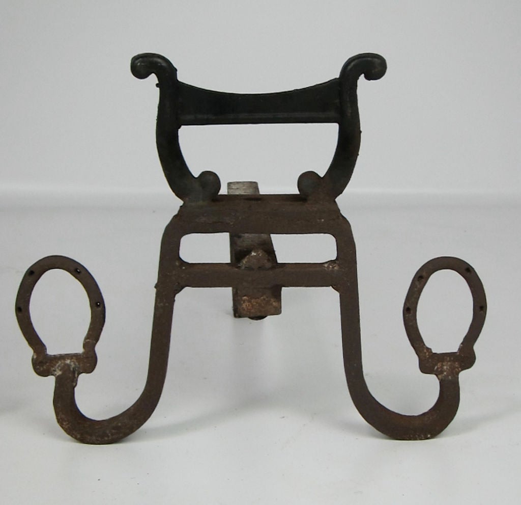 Large Pair of Ranch Style Folk Art Andirons