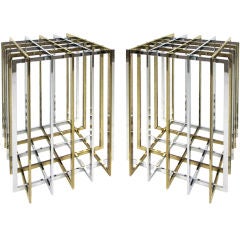 Pair of Chrome & Brass Articulating Cage table bases