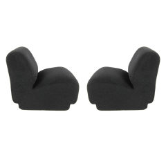 Mod Pair of 70's Lounge Chairs upholstered in Grey Cashmere