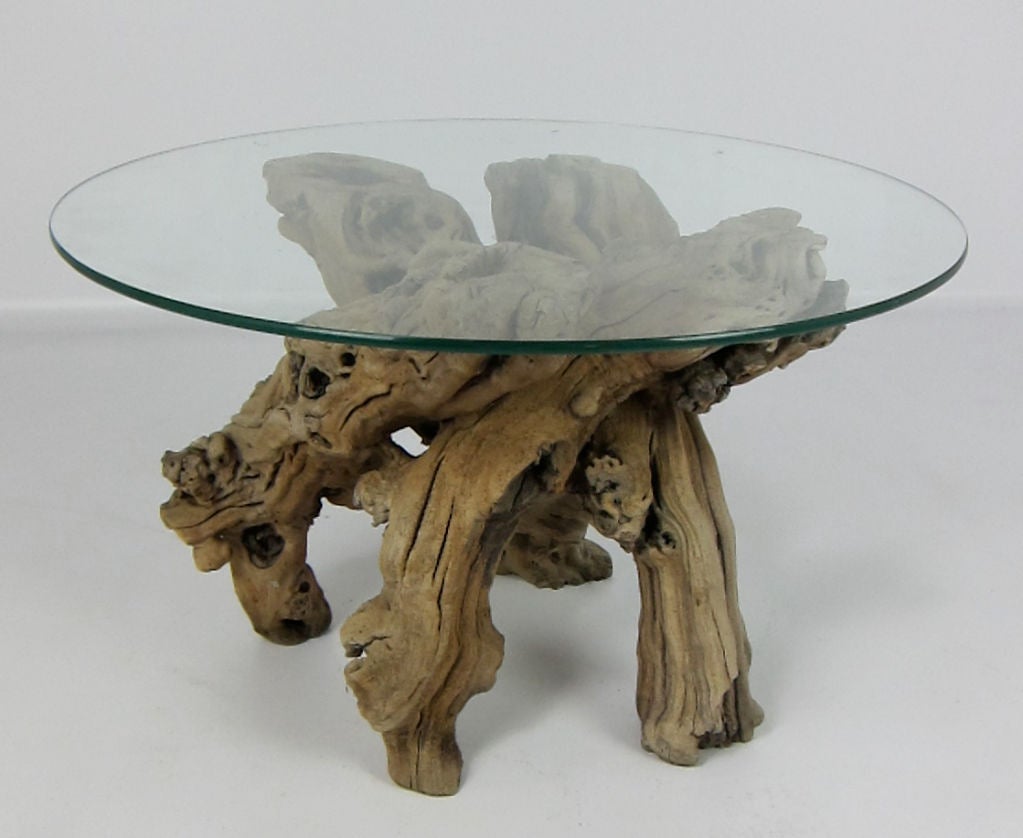 Pair of sculptural side tables of twisted Grapevine Root.