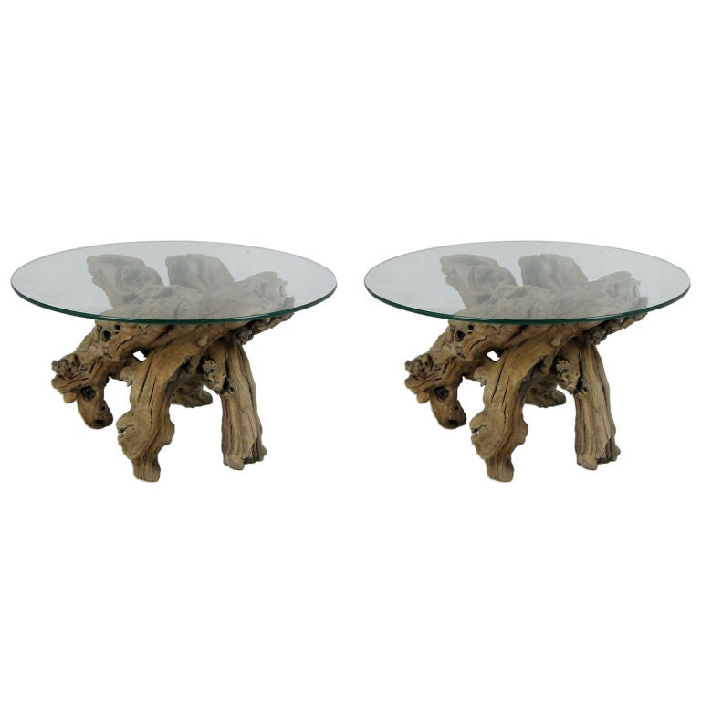 Pair of Grapevine Root Burl Side Tables