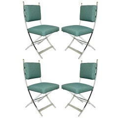 Set of Four Polished Aluminum Campaign Chairs 12