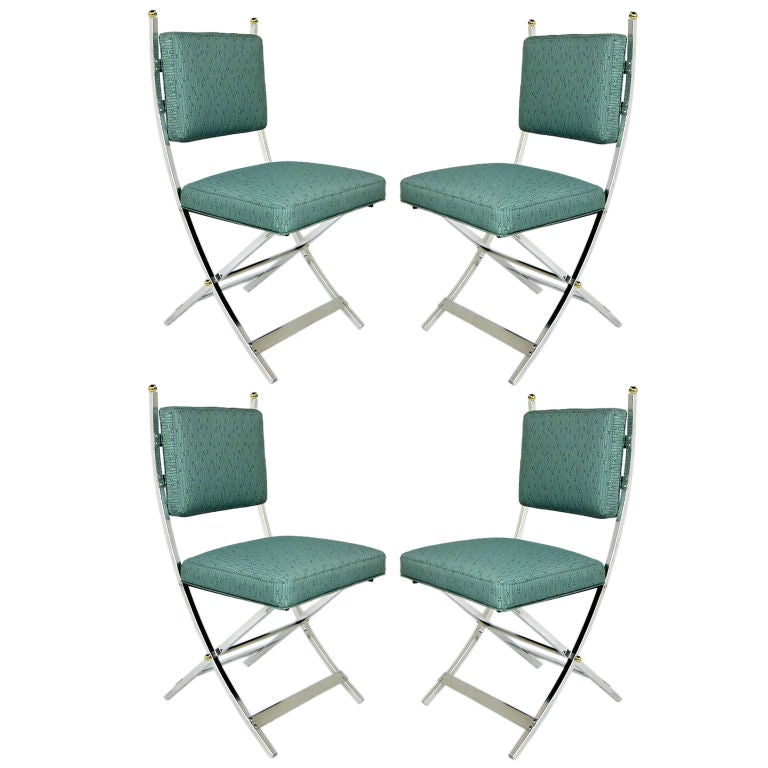 Set of Four Polished Aluminum Campaign Chairs For Sale at 1stDibs