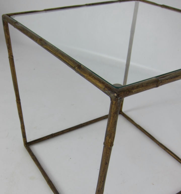 Mid-20th Century Pair of Gilt Metal Open Cube Side Tables