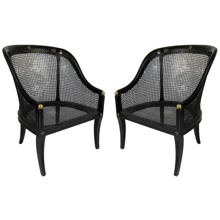 Pair of Regency Style Spoonback Armchairs