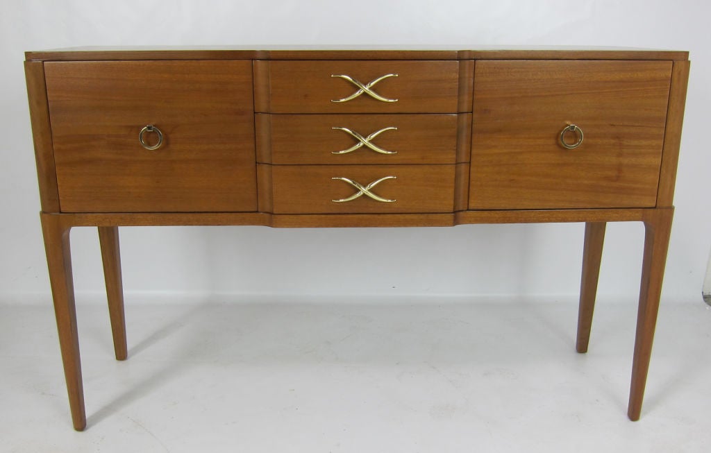 Extremely uncommon Ribbon Mahogany Buffet or Console table by Paul Frankl for Brown-Saltman.