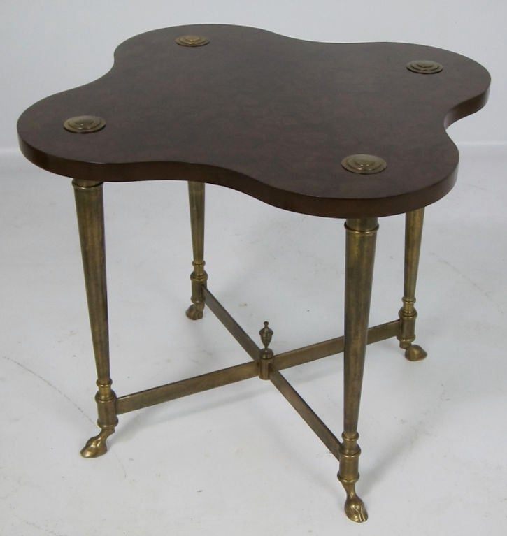 Brass & Burlwood Side Table