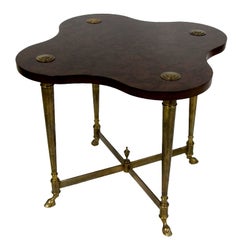 Brass & Burlwood Side Table