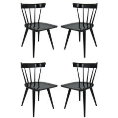 Set of four Black Lacquer Chairs by Paul McCobb