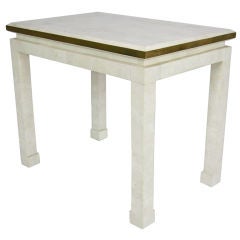 Tesselated White Coral & Brass Side Table in the style of Karl Springer
