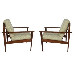 Pair of Paddle Arm Lounge Chairs by Grete Jalk for Poul Jeppesen