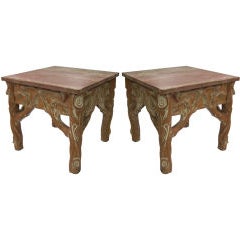 Pair of Cerused Faux Bois Side Tables with Marble Tops 8