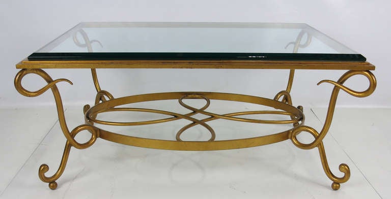 Gilt Iron Coffee Table in the style of Rene Drouet In Good Condition In Danville, CA