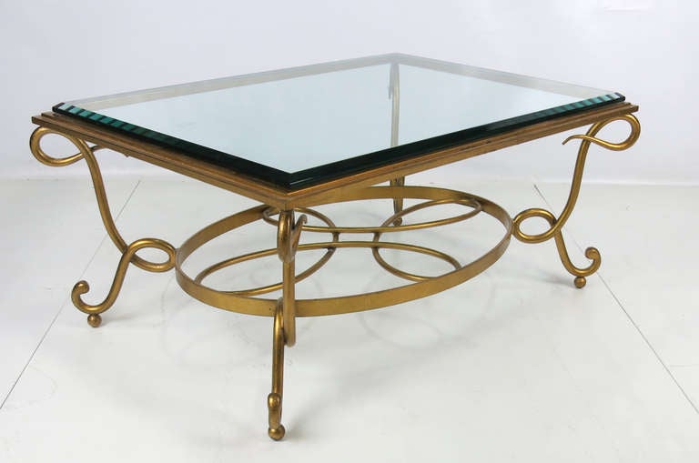 Mid-20th Century Gilt Iron Coffee Table in the style of Rene Drouet